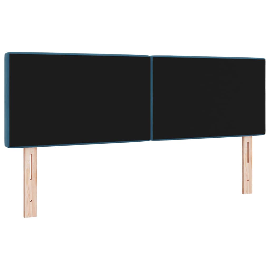 LED Headboard with LED Strip Lights Dark blue 144 cm Velvet