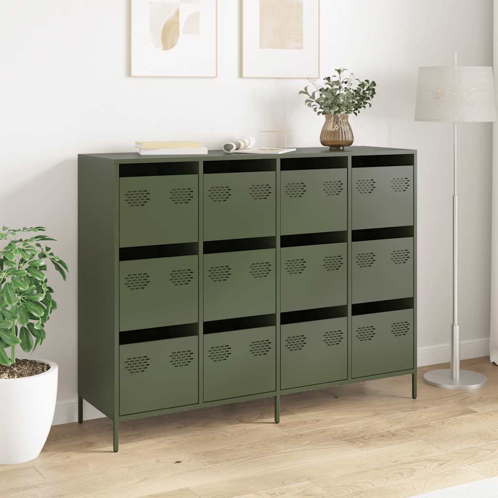 Sideboard Olive Green 135x39x103.5 cm Cold-rolled Steel