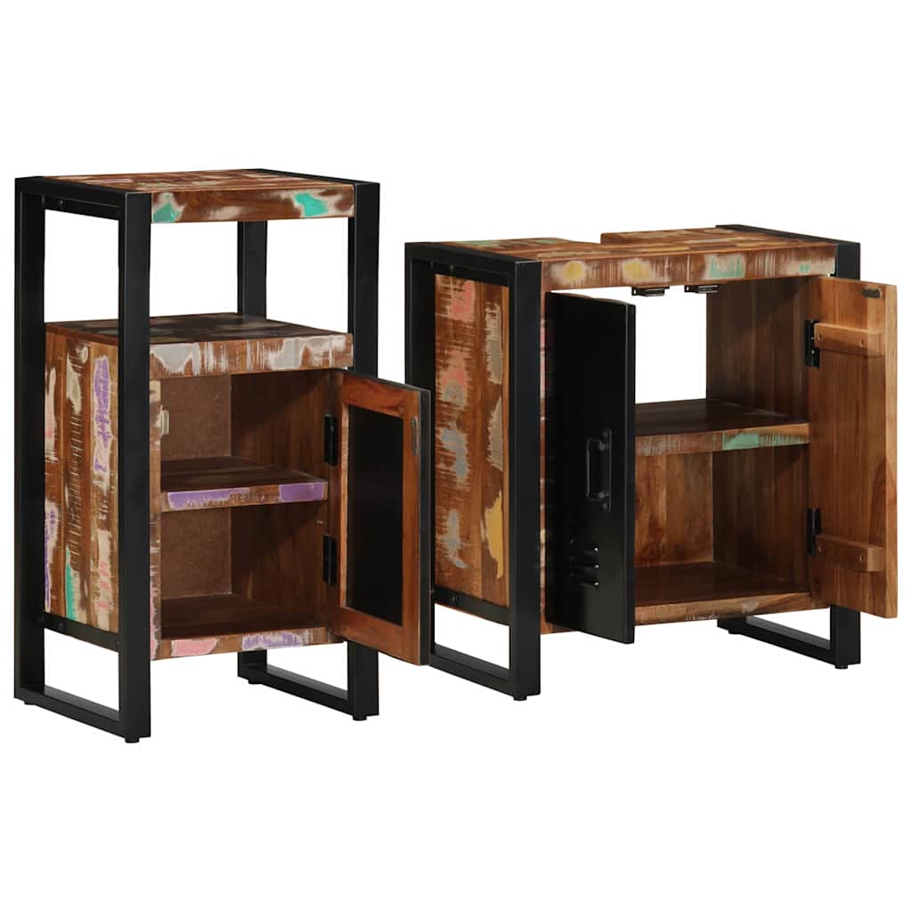 Bathroom Furniture Set 2 pcs Brown Solid reclaimed wood