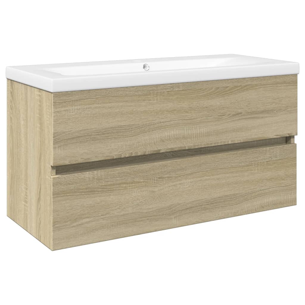 2 Piece Bathroom Furniture Set Ceramic and Engineered Wood