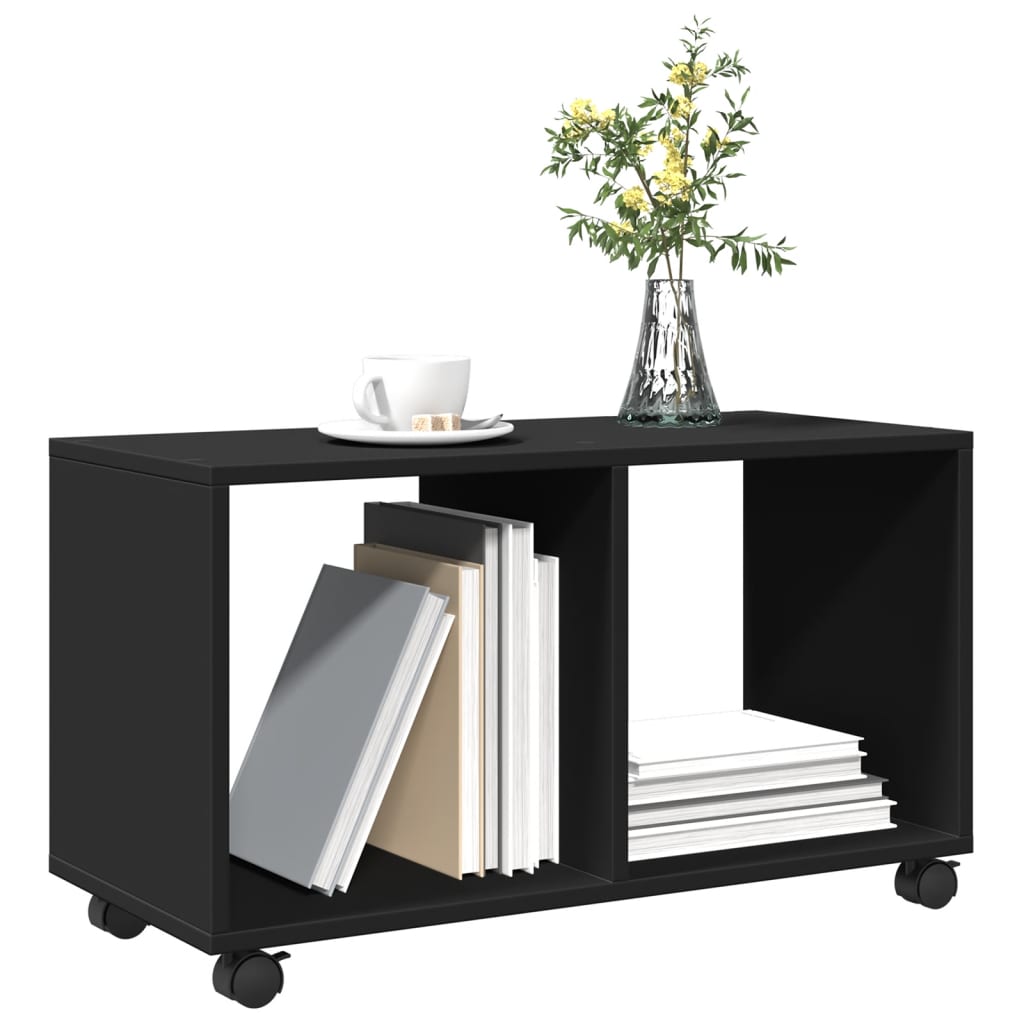 Rolling Cabinet Black 72x33x42.5 cm Engineered Wood