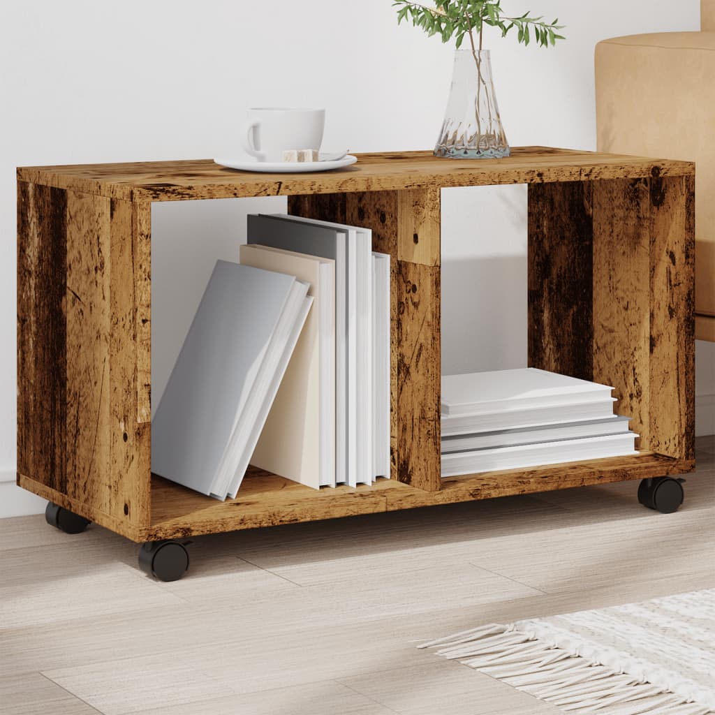 Rolling Cabinet Old Wood 72x33x42.5 cm Engineered Wood