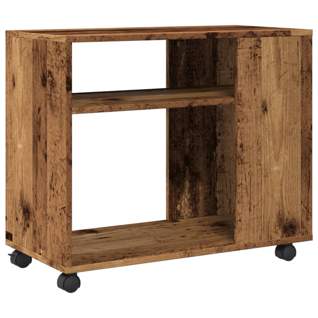 Side Table with Wheels Old Wood 70x35x60 cm Engineered Wood