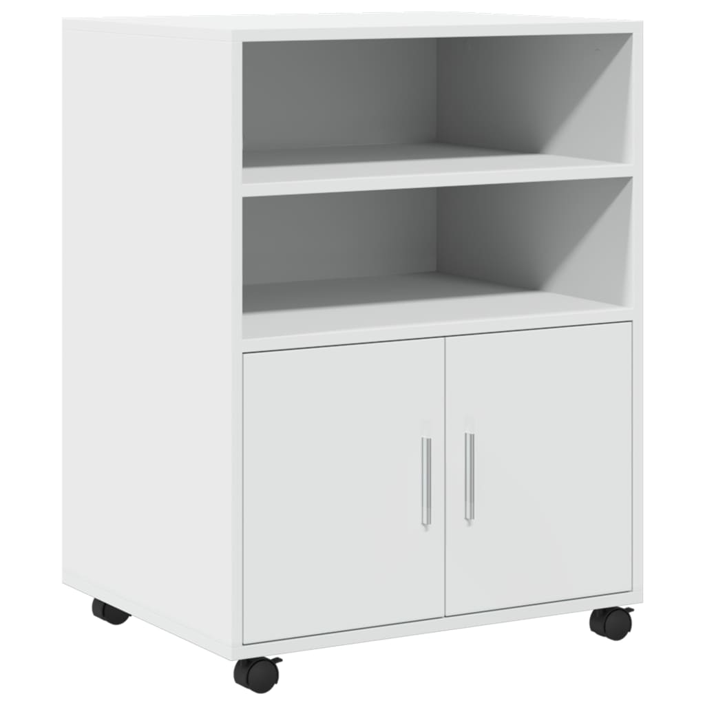 Rolling Cabinet White 60x48x81 cm Engineered Wood