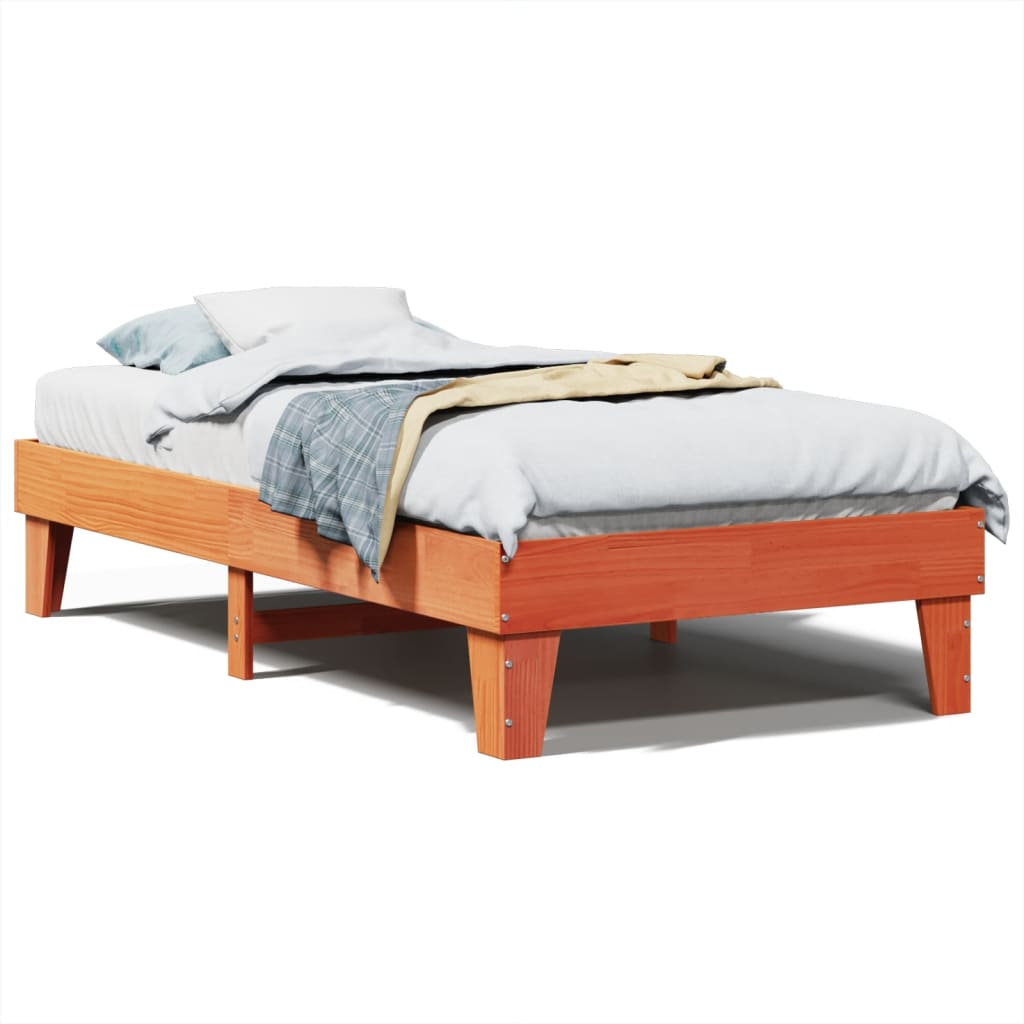 Bed Frame without Mattress Wax Brown 75x190 cm Small Single Solid Wood Pine