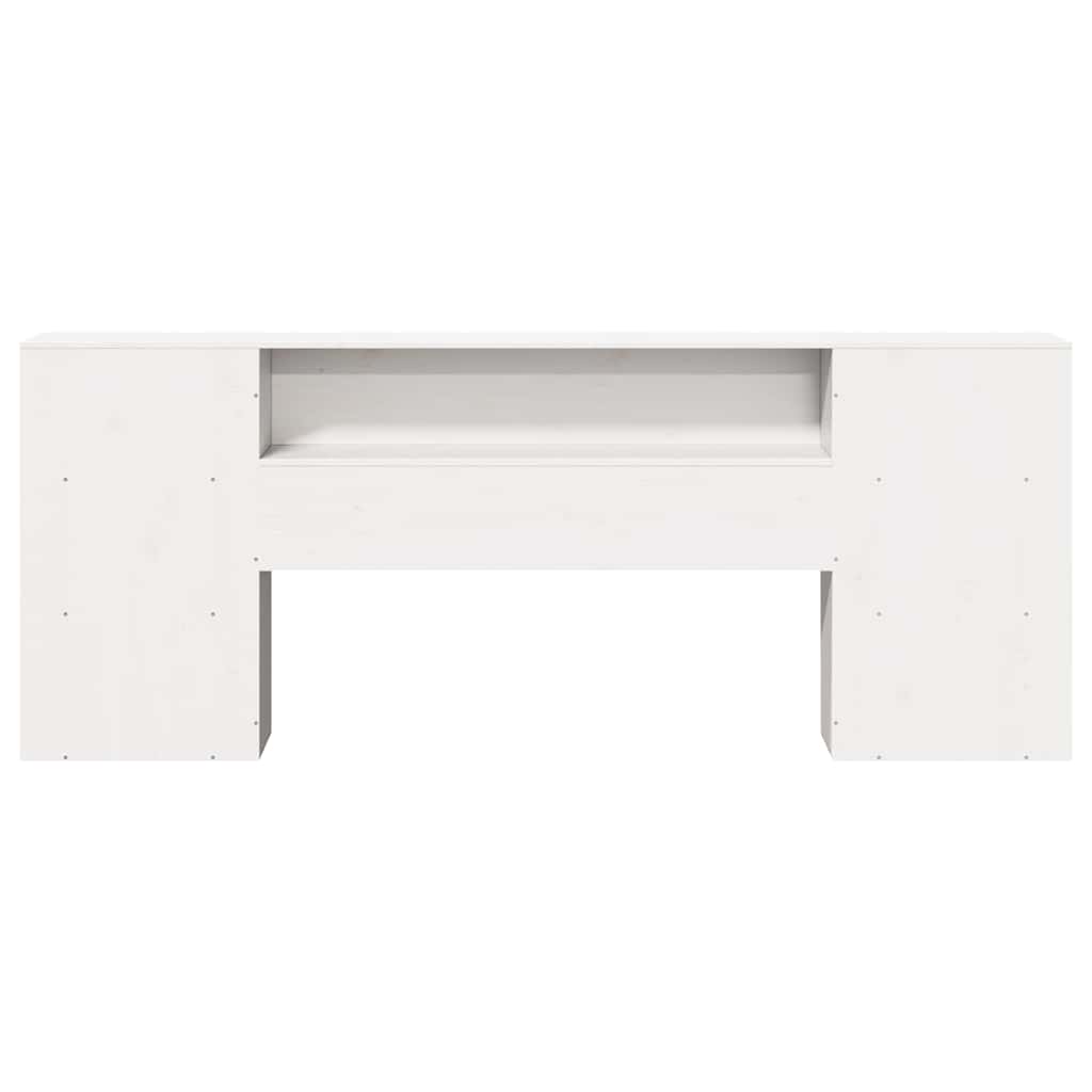 Headboard with Storage White 200 cm Solid Wood Pine