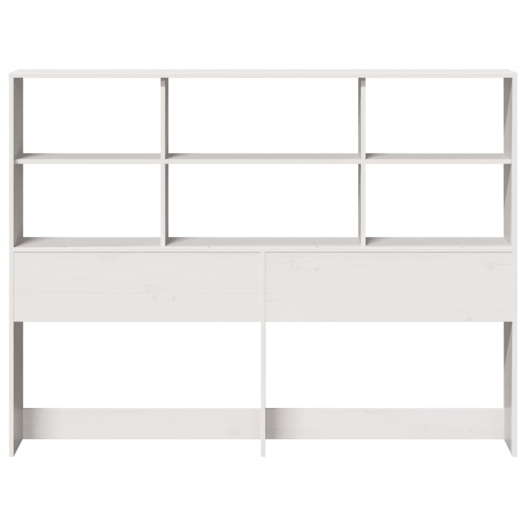 Headboard with Storage White 120 cm Solid Wood Pine