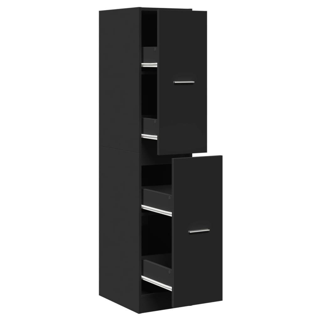 Apothecary Cabinet Black 30x41x144.5 cm Engineered Wood