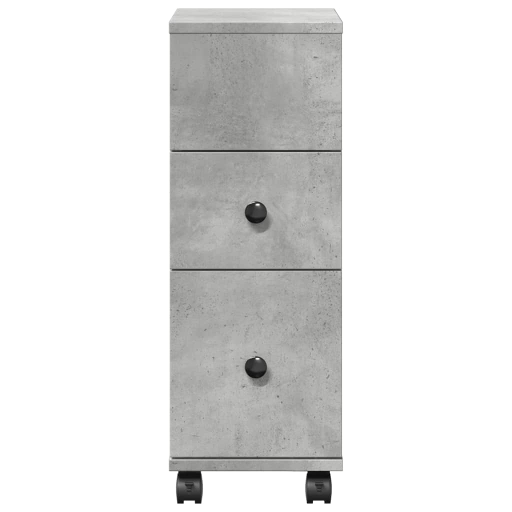 Narrow Bathroom Cabinet with Wheels Concrete Grey Engineered Wood