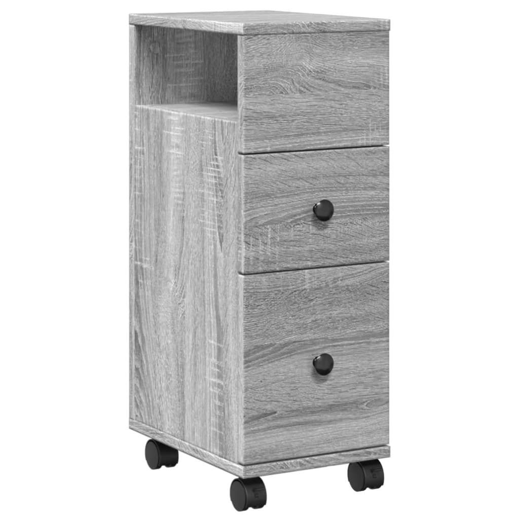 Narrow Bathroom Cabinet with Wheels Grey Sonoma Engineered Wood