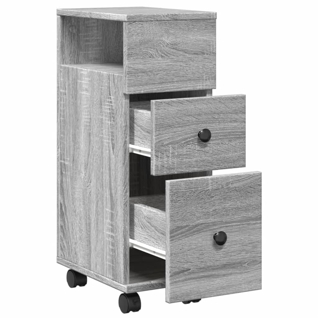 Narrow Bathroom Cabinet with Wheels Grey Sonoma Engineered Wood