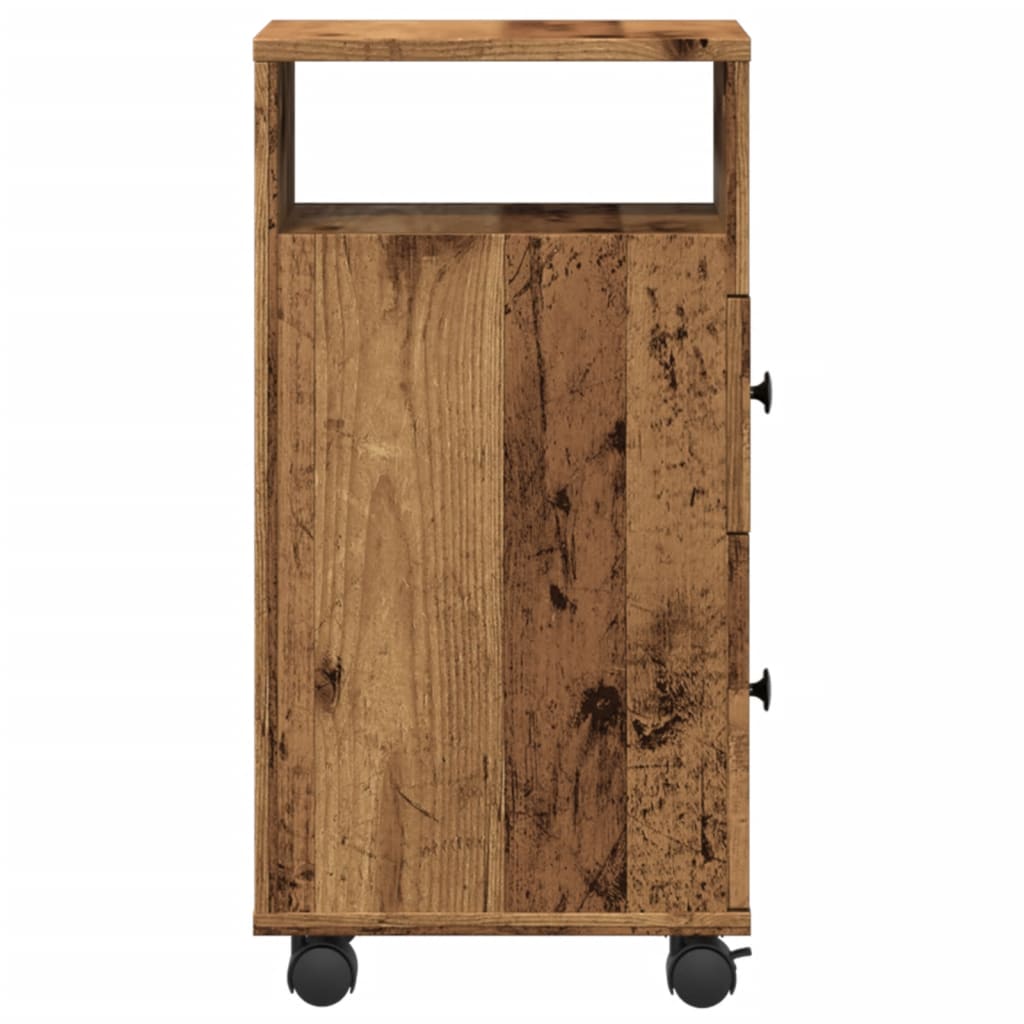 Narrow Bathroom Cabinet with Wheels Old Wood Engineered Wood