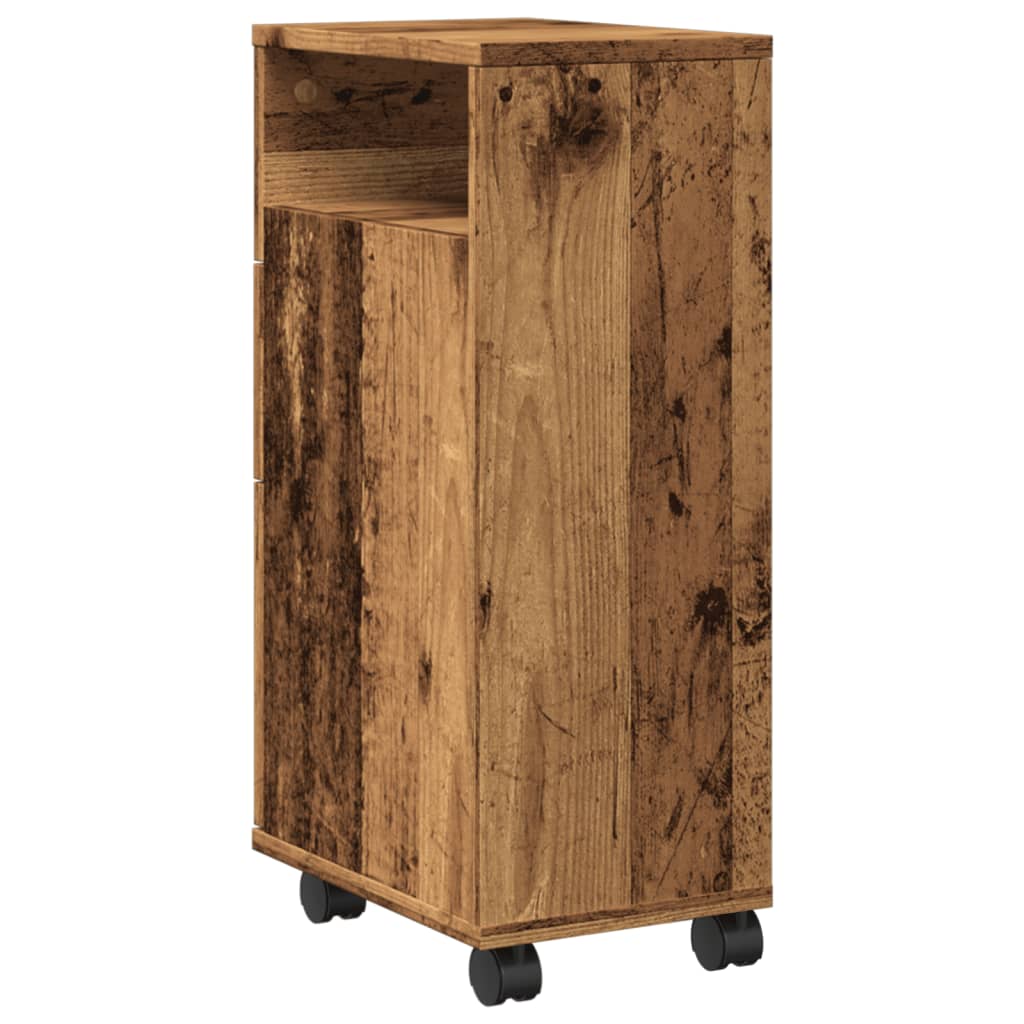Narrow Bathroom Cabinet with Wheels Old Wood Engineered Wood