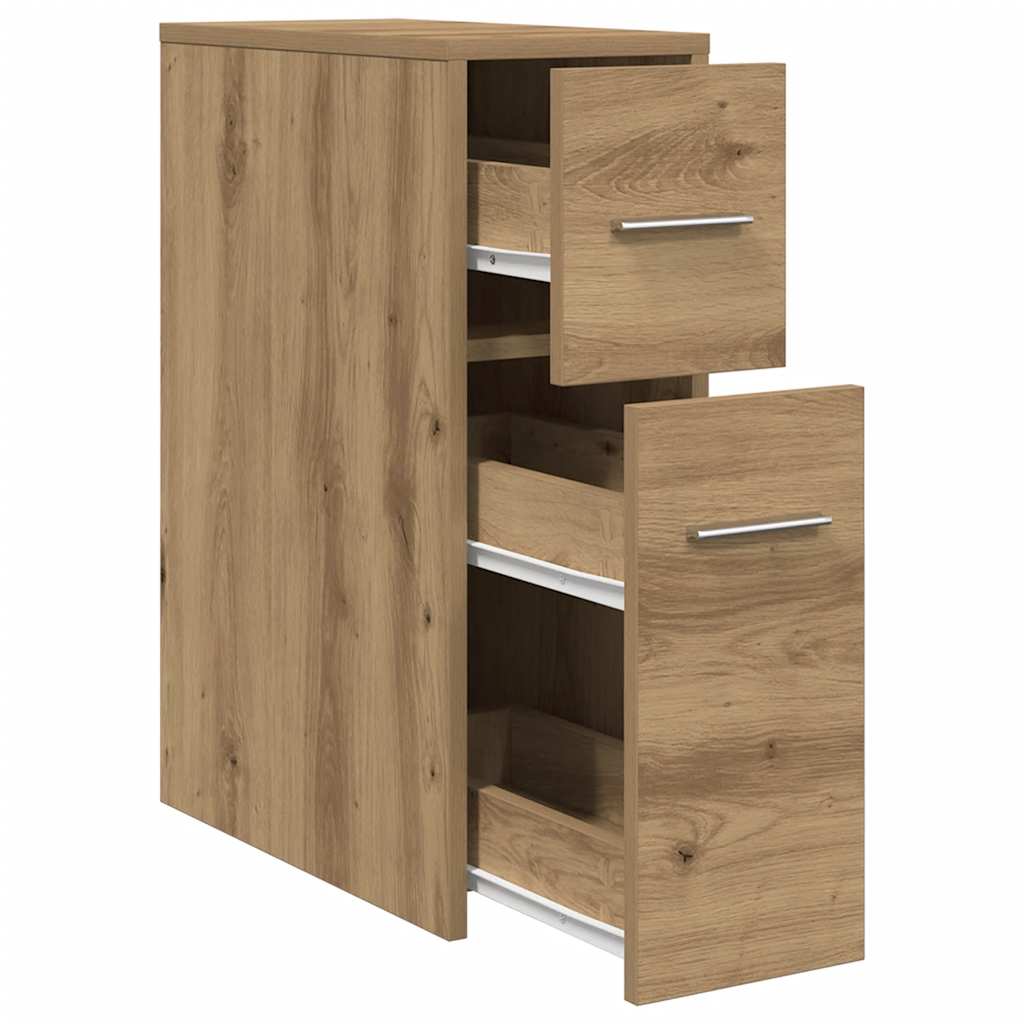 Narrow Bathroom Cupboard with Wheels Artisian Oak Engineered Wood