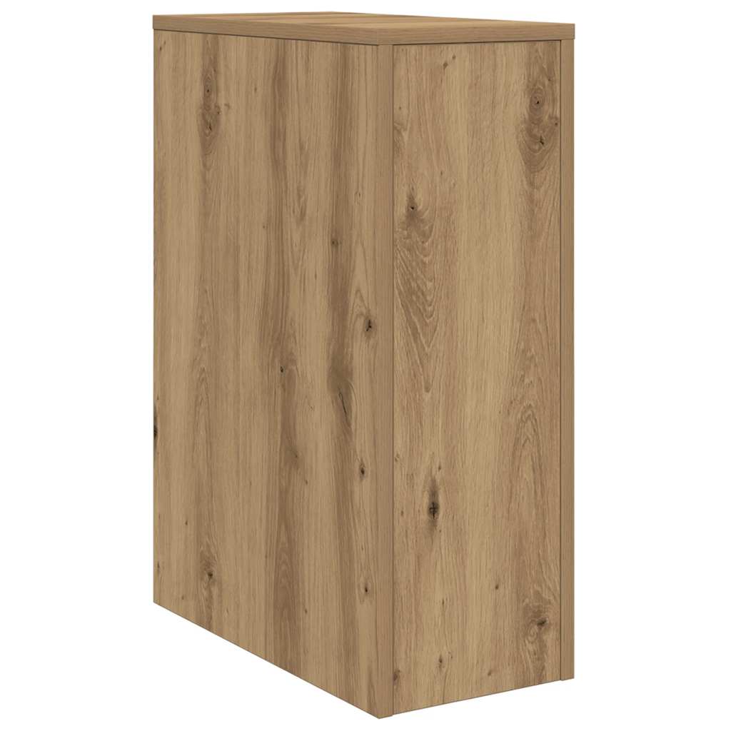 Narrow Bathroom Cupboard with Wheels Artisian Oak Engineered Wood