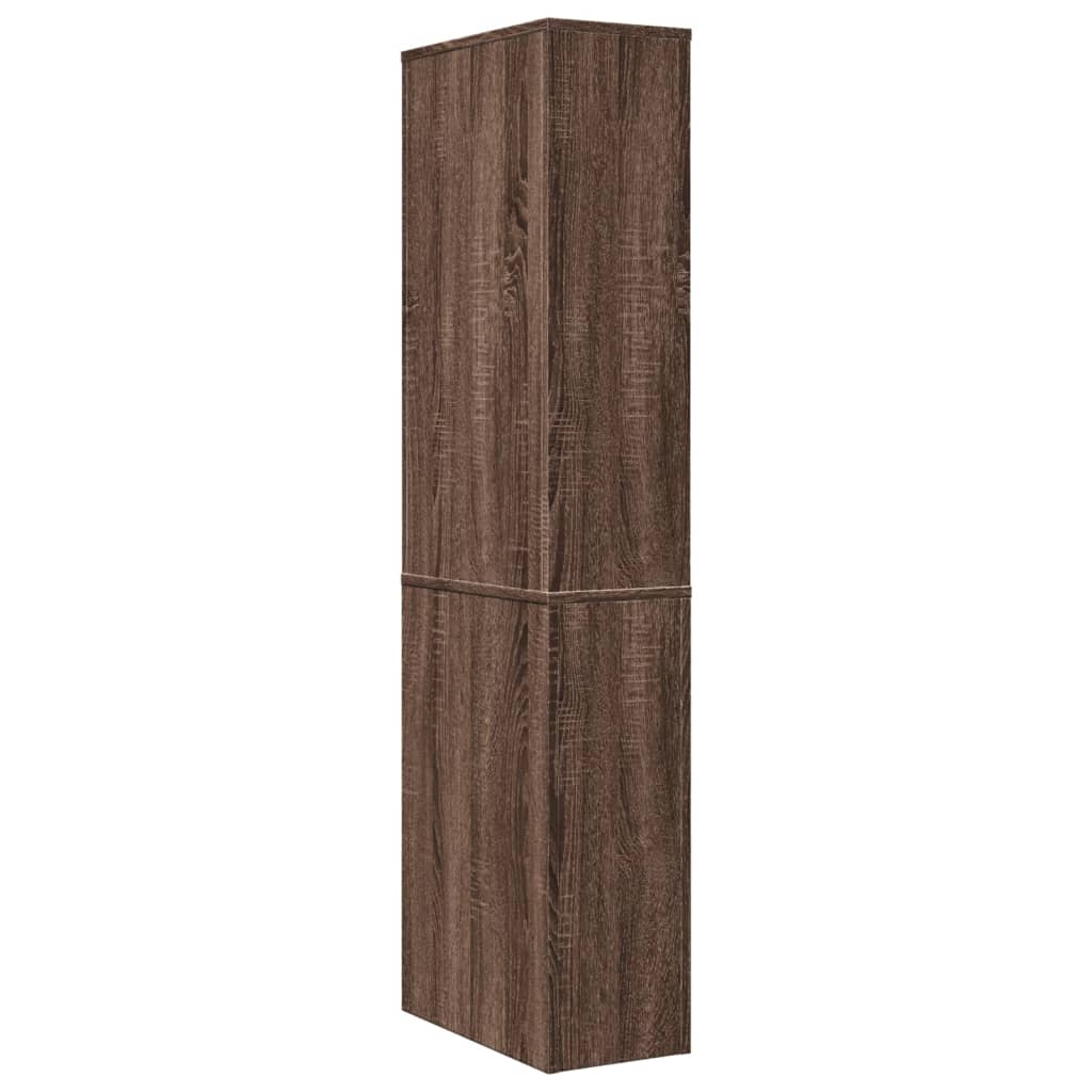 Narrow Bathroom Cupboard with Wheels Brown Oak Engineered Wood