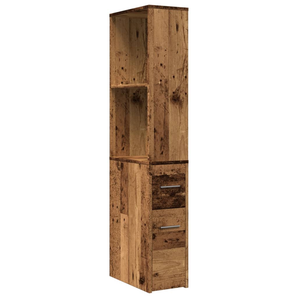 Narrow Bathroom Cupboard with Wheels Old Wood Engineered Wood