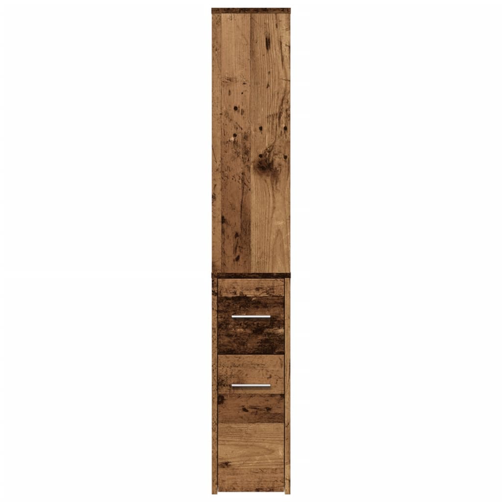 Narrow Bathroom Cupboard with Wheels Old Wood Engineered Wood