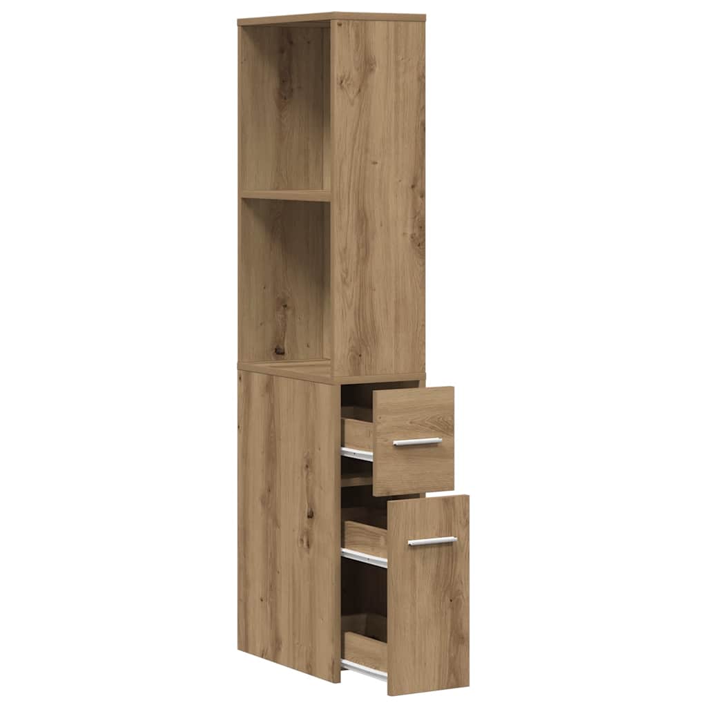 Narrow Bathroom Cupboard with Wheels Artisian Oak Engineered Wood