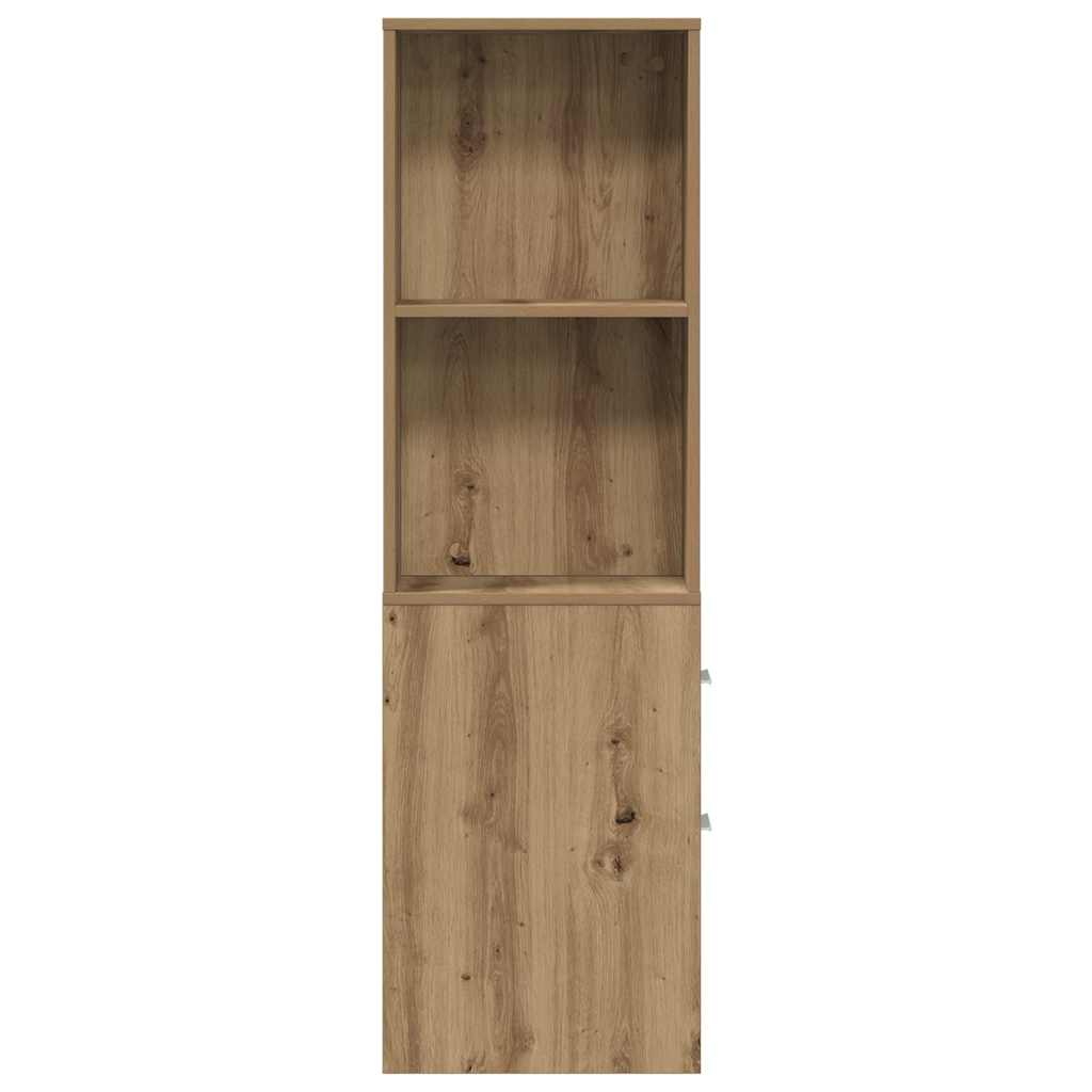 Narrow Bathroom Cupboard with Wheels Artisian Oak Engineered Wood