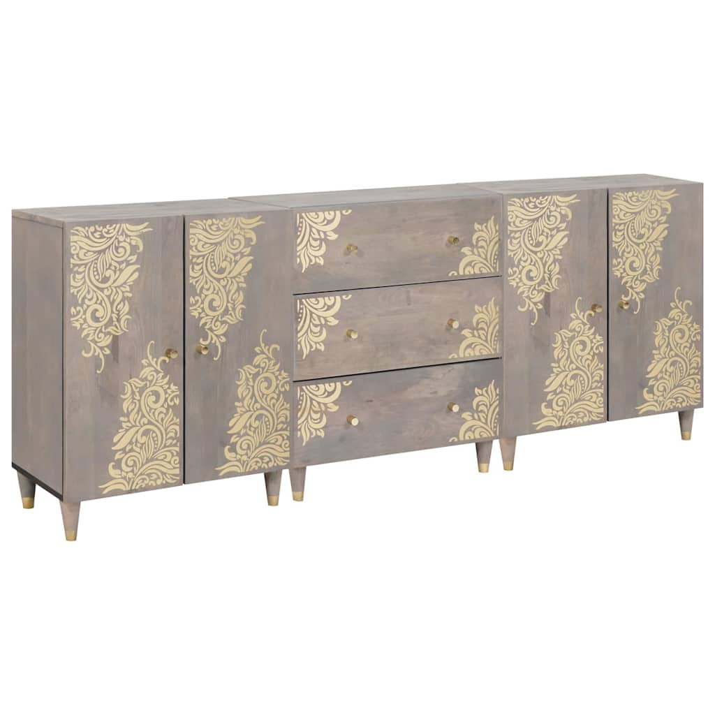 Bathroom Furniture Set 3 pcs Grey and Gold 180 x 33 x 75 cm