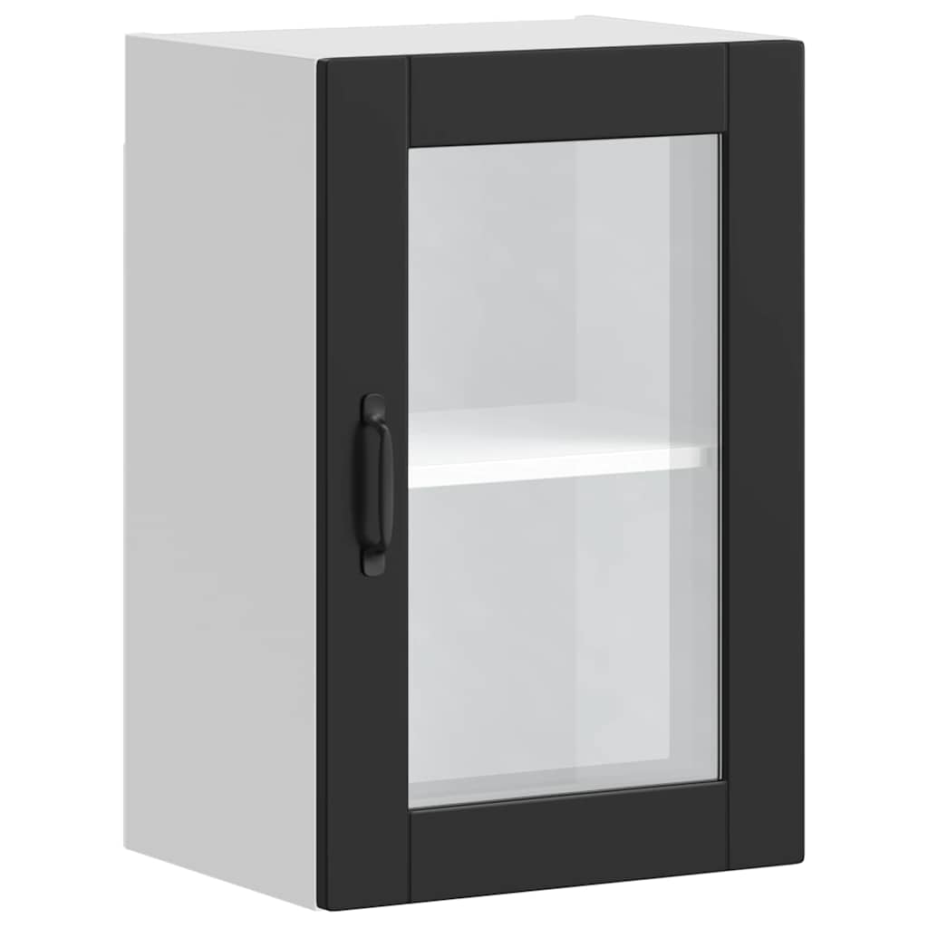 Kitchen Wall Cabinet with Glass Door Porto Black