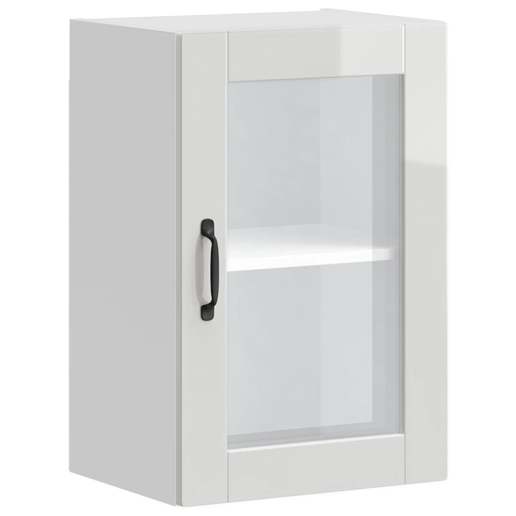 Kitchen Wall Cabinet with Glass Door Porto High Gloss White
