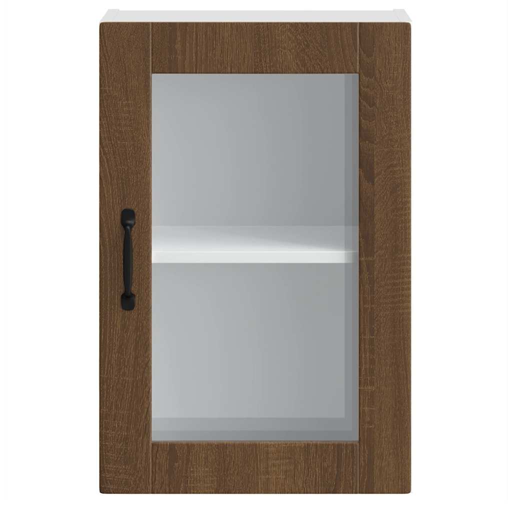 Kitchen Wall Cabinet with Glass Door Porto Brown Oak