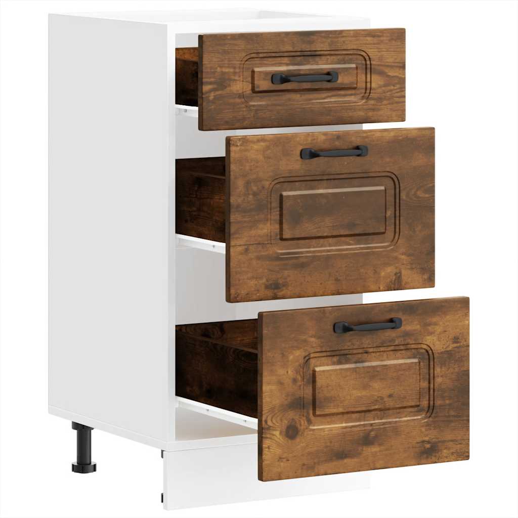 Kitchen Base Cabinet Kalmar Smoked Oak Engineered Wood