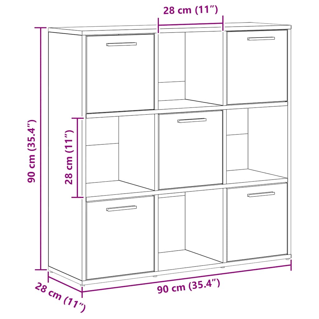 Bookshelf Artisan Oak 90x28x90 cm Engineered Wood