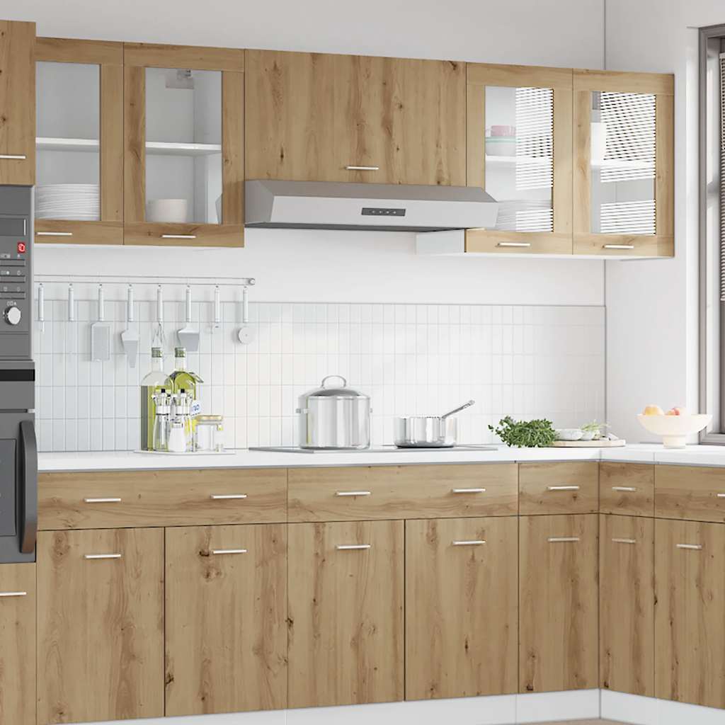 Kitchen Wall Cabinet Lyon with Glass Door Artisan Oak 60x31x60 cm