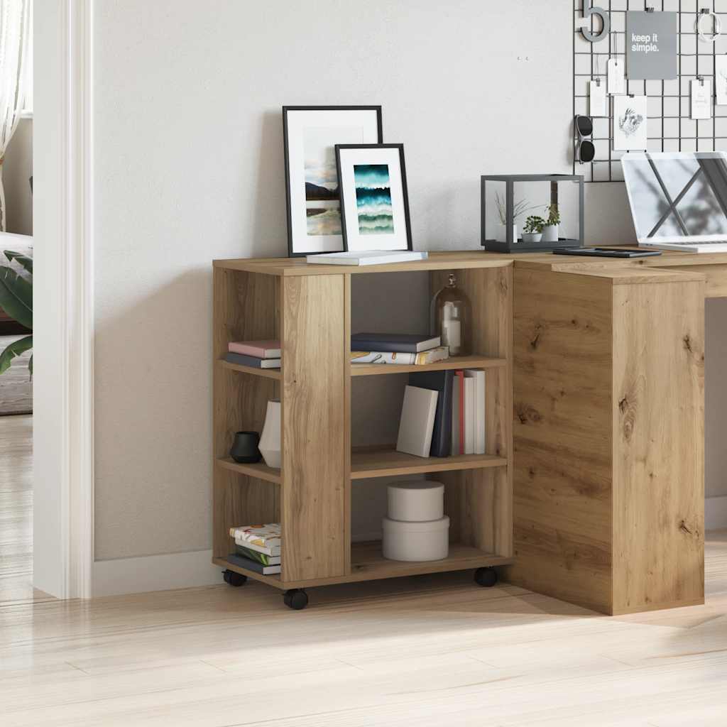 Rolling Cabinet Artisan Oak 60x35x75 cm Engineered Wood