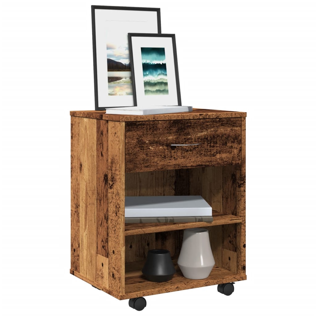 Rolling Cabinet Old Wood 46x36x59 cm Engineered Wood