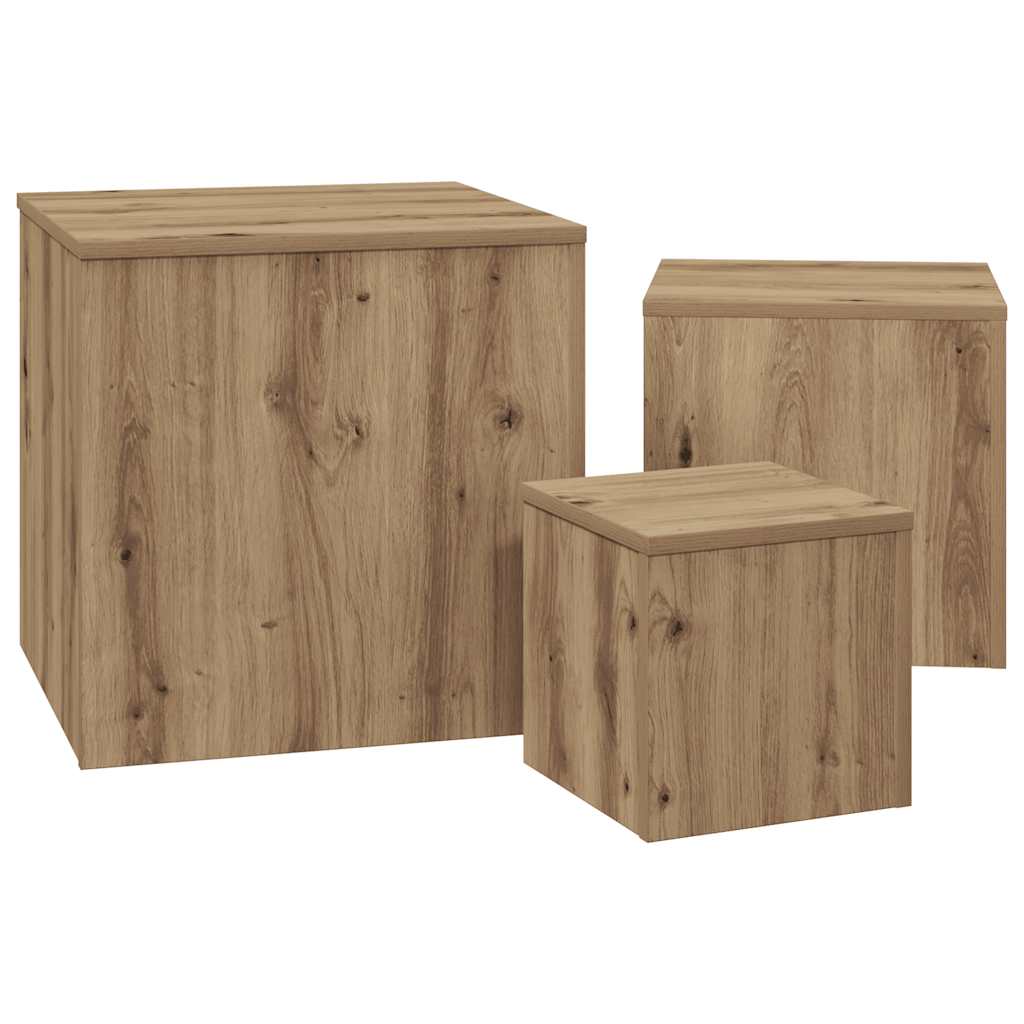 Side Tables 3 pcs Old Wood Engineered Wood