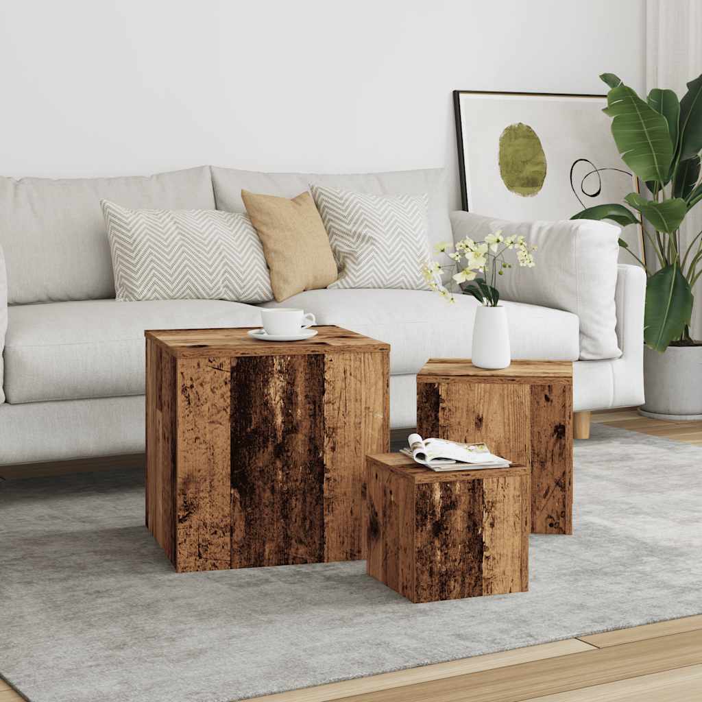 Side Tables 3 pcs Artisan Oak Engineered Wood