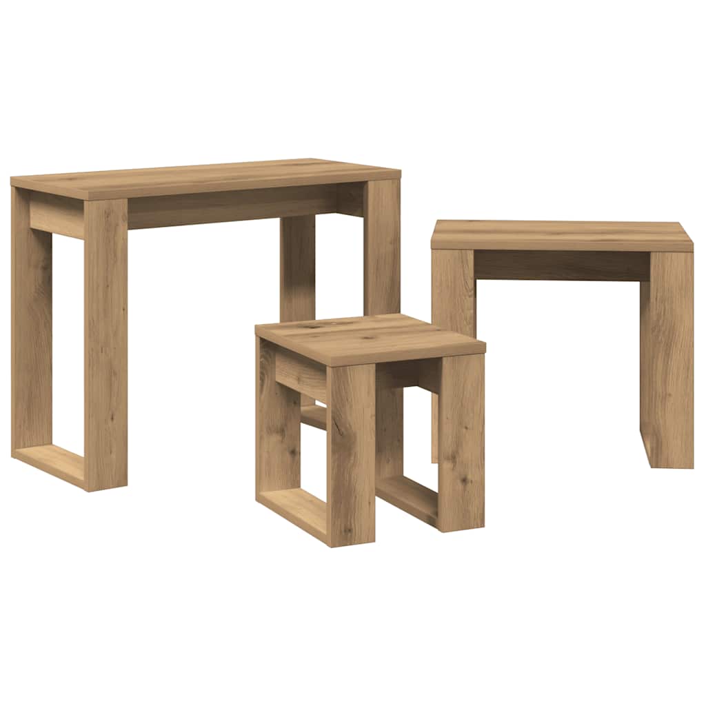 Nest of Tables 3 pcs Artisan Oak Engineered Wood