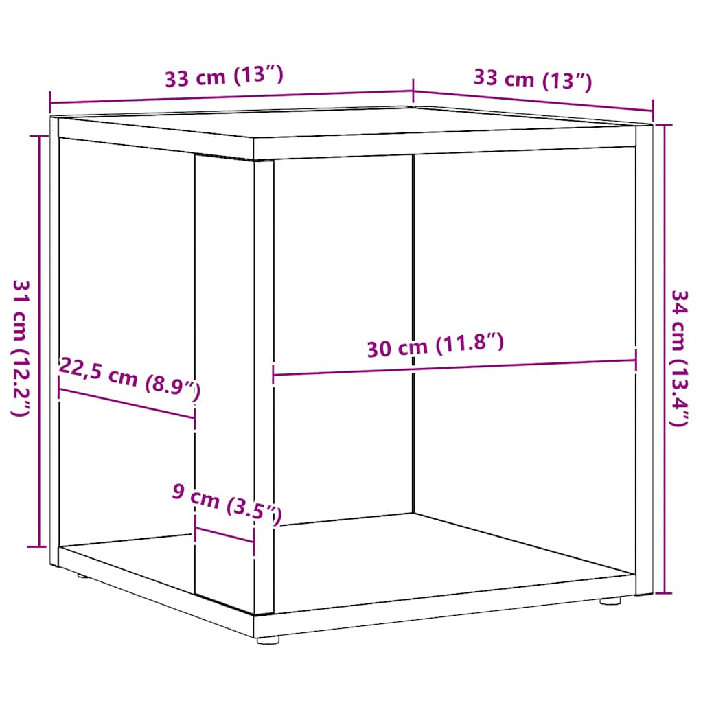 Side Table Artisan Oak 33x33x34 cm Engineered Wood