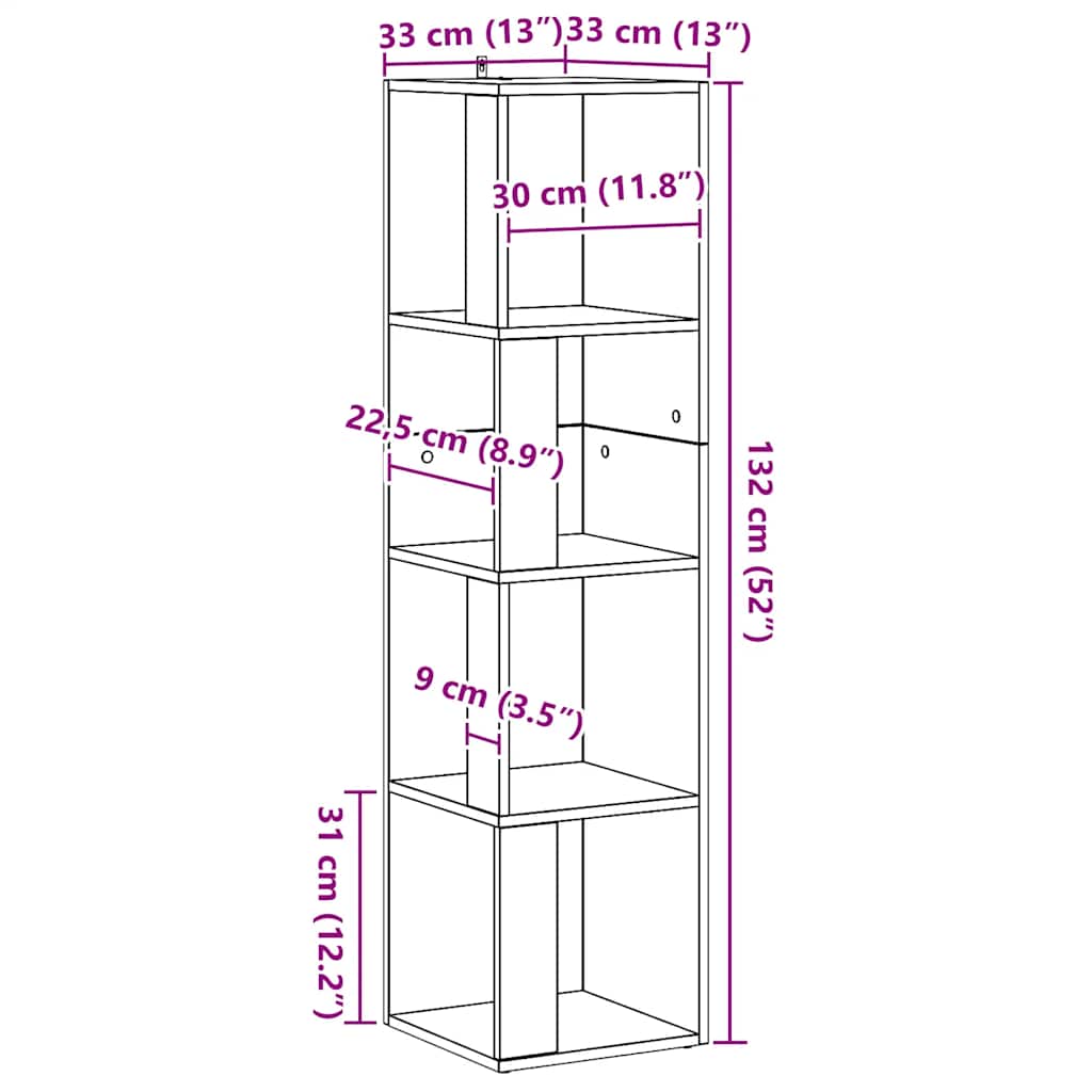 Corner Cabinet Artisan Oak 33x33x132 cm Engineered Wood