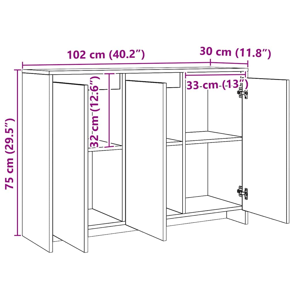 Sideboard Artisan Oak 102x33x75 cm Engineered Wood
