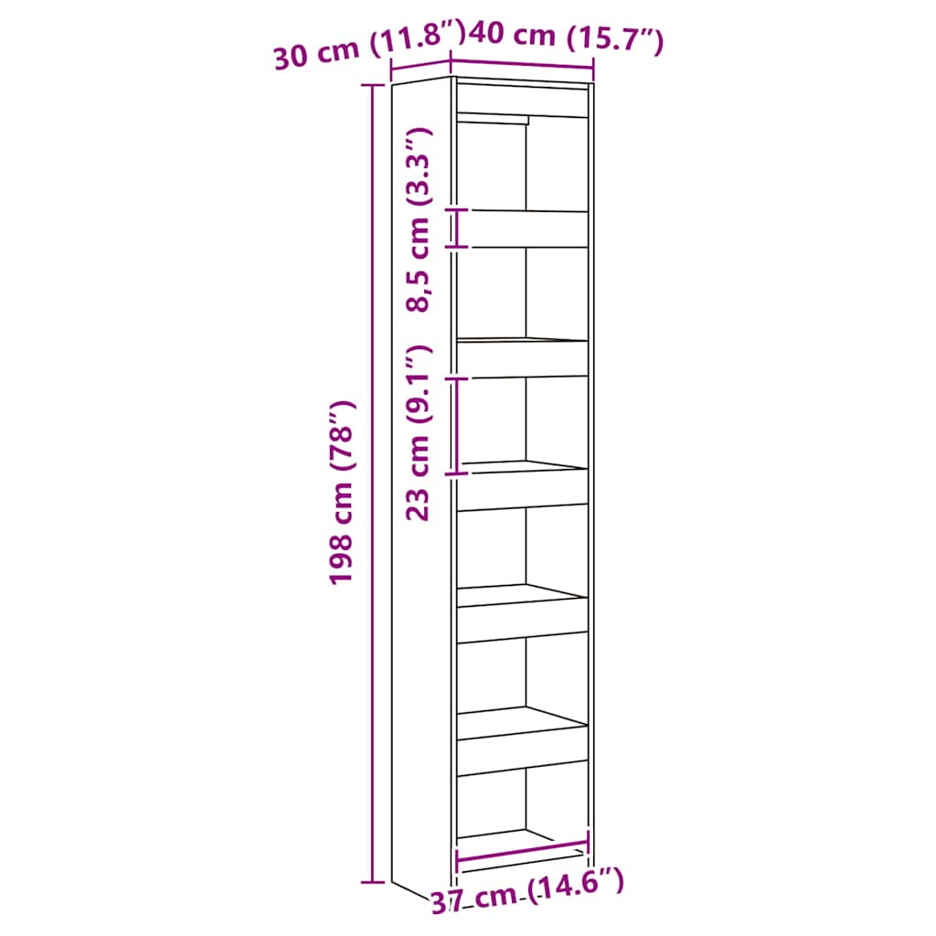 Book Cabinet/Room Divider Artisan Oak 40x30x198 cm