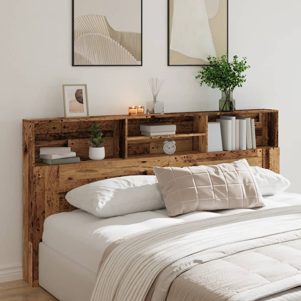 Headboard Cabinet Old Wood 200x19x103.5 cm Engineered Wood