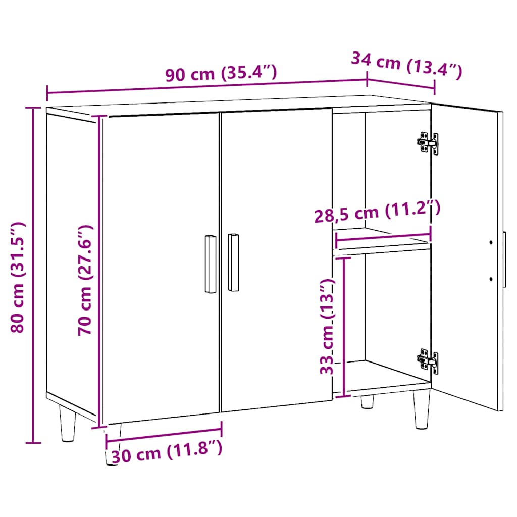 Sideboard Artisan Oak 90x34x80 cm Engineered Wood