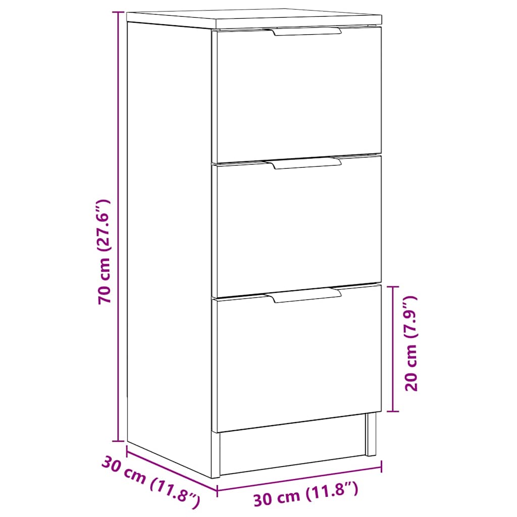 Sideboards 2 pcs Artisan Oak 30x30x70 cm Engineered Wood