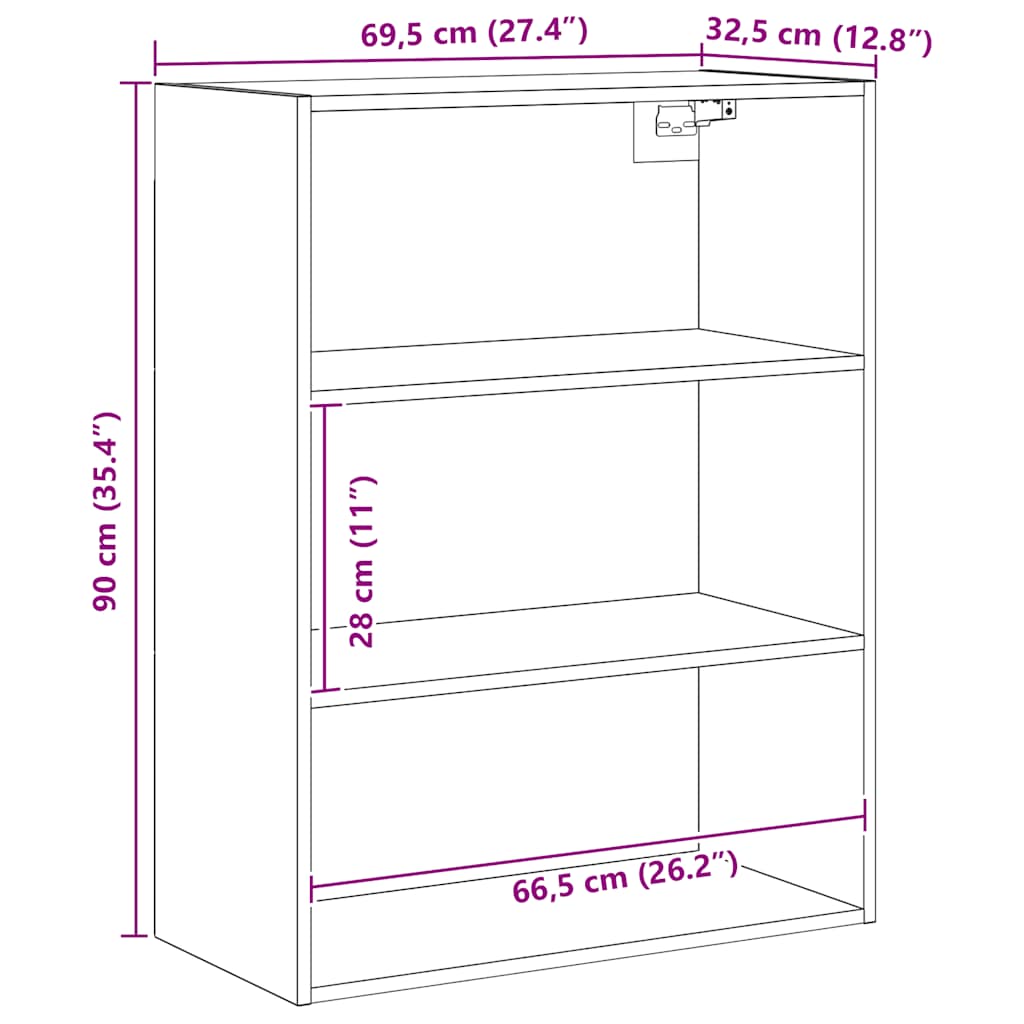 Hanging Wall Cabinet Artisan Oak 69.5x32.5x90 cm