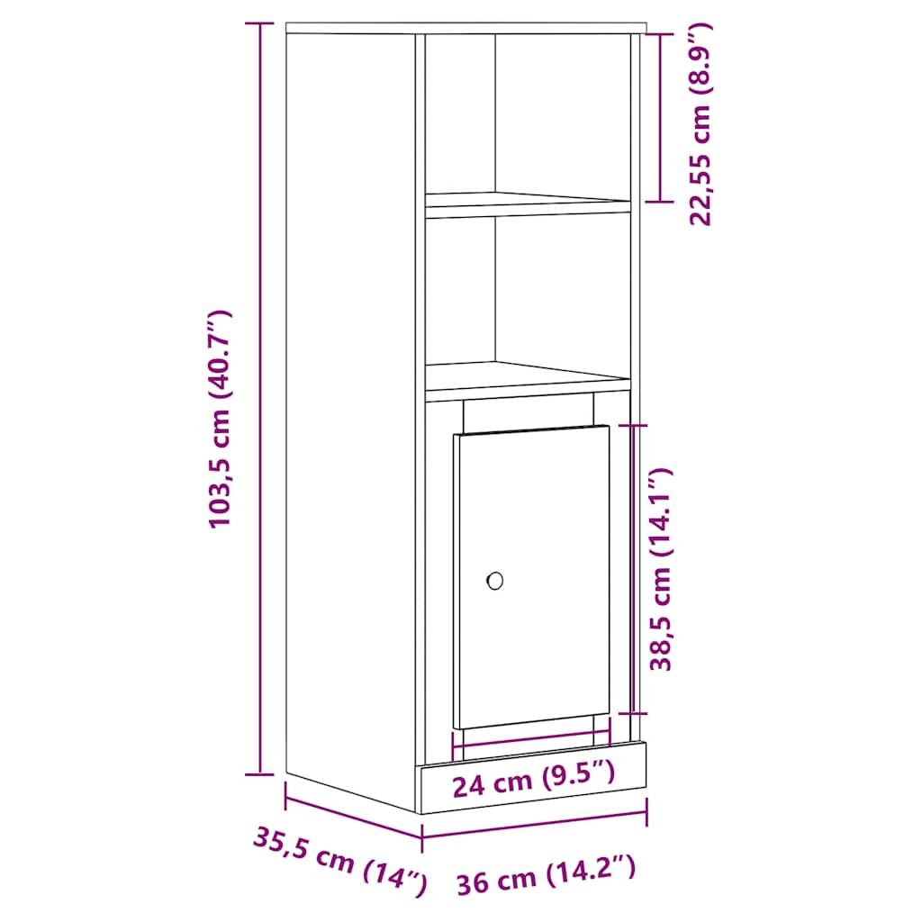 Highboard Artisian Oak 36x35.5x103.5 cm Engineered Wood