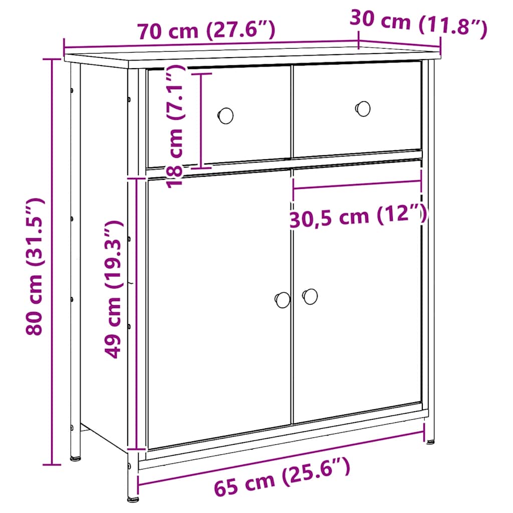 Sideboard Artisan Oak 70x30x80 cm Engineered Wood