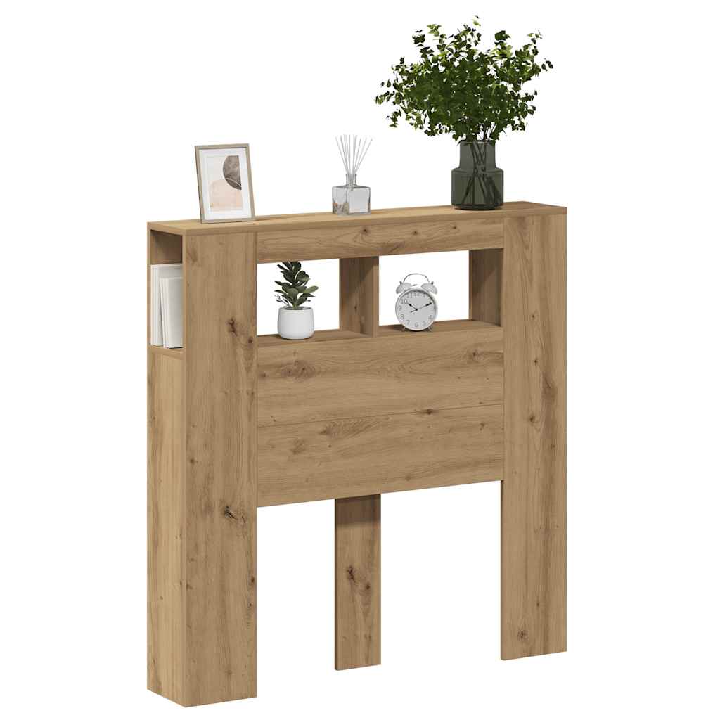 LED Headboard Artisan Oak 100x18.5x103.5 cm Engineered Wood