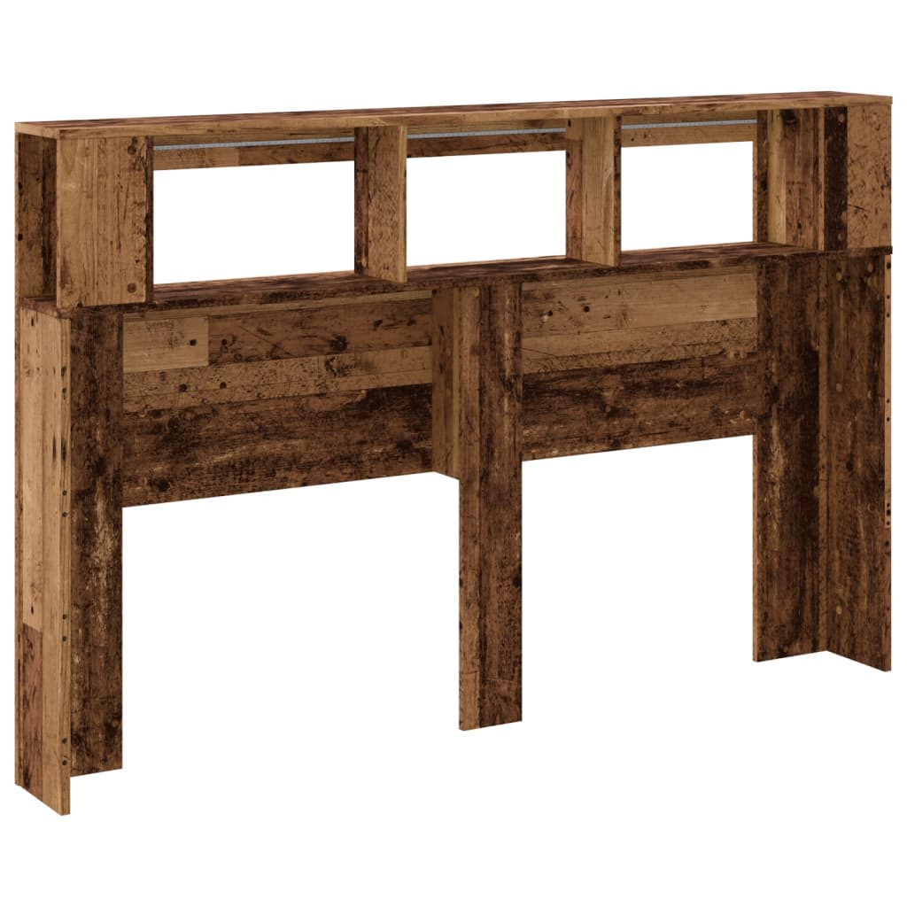 LED Headboard Old Wood 160x18.5x103.5 cm Engineered Wood