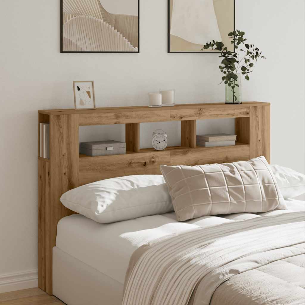 LED Headboard Artisan Oak 160x18.5x103.5 cm Engineered Wood