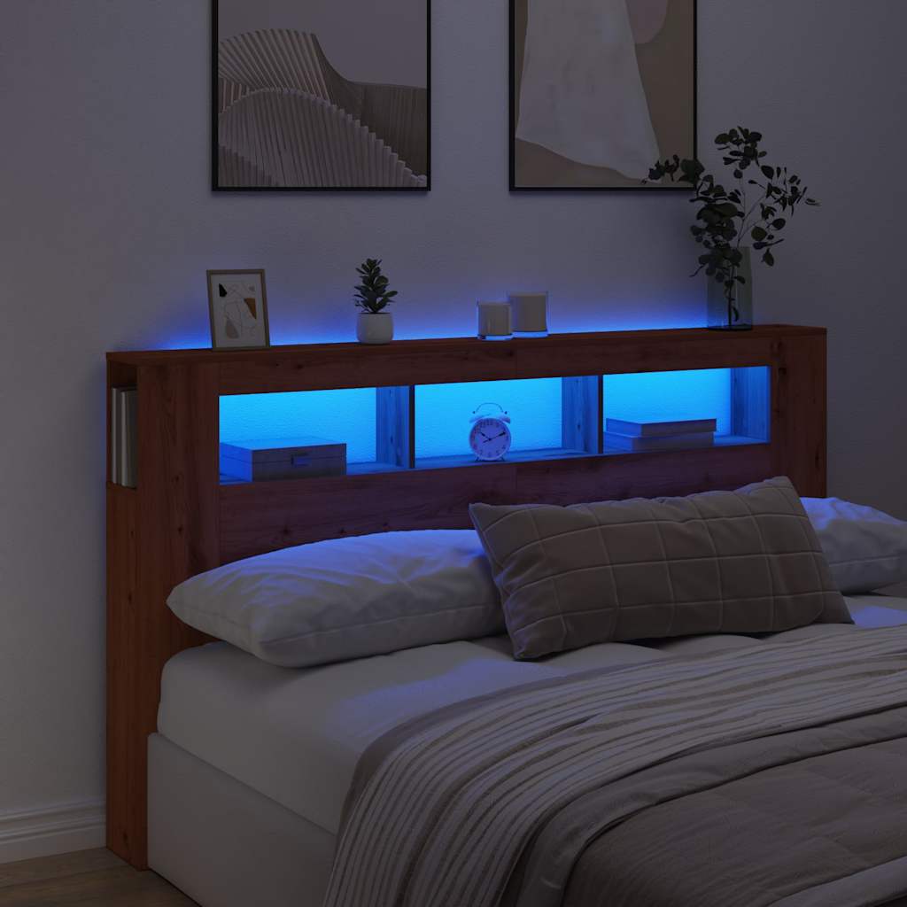 LED Headboard Artisan Oak 180x18.5x103.5 cm Engineered Wood